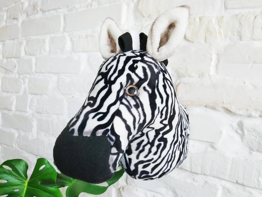 Faux animal head Zebra Animal Head decor Faux Taxidermy Etsy