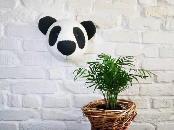 Faux Animal Head Panda Animal Head Decor Faux Taxidermy Animal Etsy