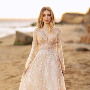 Vestidos color beige de novia hot sale