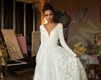 Individual size A-line silhouette Bonna wedding dress. Elegant style by DevotionDresses