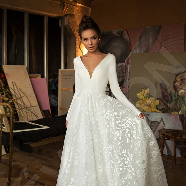 Robe de mariée coupe trapèze Bonna de taille individuelle. Style élégant par DevotionDresses