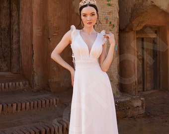 Individual size A-line silhouette Asmus wedding dress. Modern style by DevotionDresses