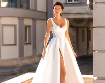 Individual size A-line silhouette Ketrin wedding dress. Modern style by DevotionDresses
