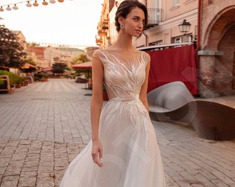 Individual size A-line silhouette Artemida wedding dress. Modern style by DevotionDresses