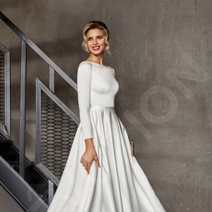 Individual size A-line silhouette Brigitte wedding dress. Classic style by DevotionDresses