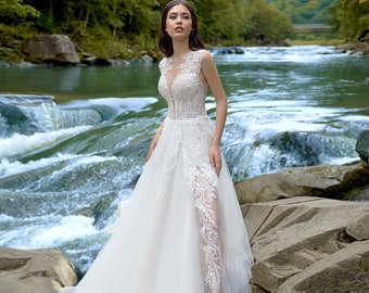 Individual size A-line silhouette Alvina wedding dress. Modern style by DevotionDresses