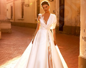 Individual size A-line silhouette Letisia wedding dress. Two in one style by DevotionDresses