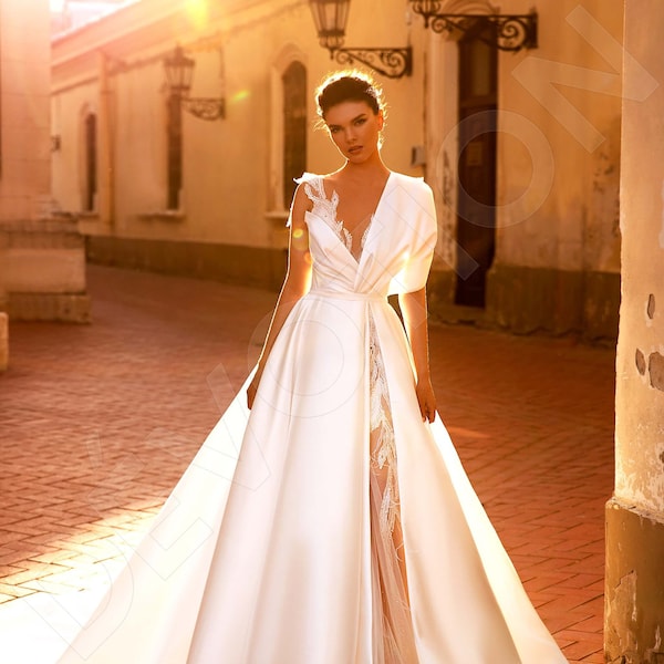 Individual size A-line silhouette Letisia wedding dress. Two in one style by DevotionDresses