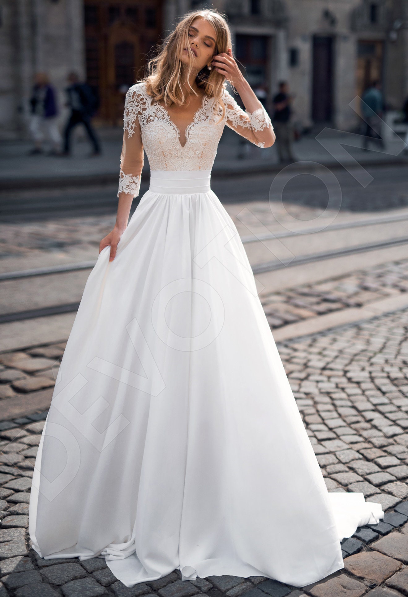 Individual Size A-line Silhouette Pancy Wedding Dress. Modern Style by  Devotiondresses 