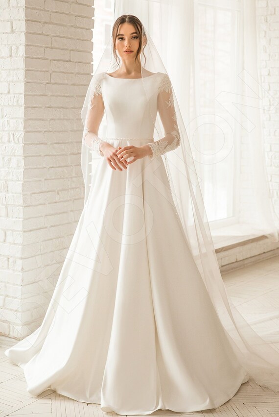 Vestido de novia Glory de silueta de talla A de tamaño - Etsy España Vestido de novia Glory de silueta de talla A de tamaño - Etsy España
