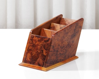 Handcrafted Thuya Burl Wood Remote Controllers Holder - Luxury Business Cards Holder