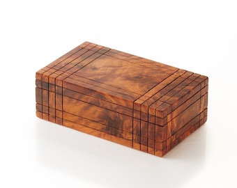 Thuya Wood Japanese-Style Secret Box - Wood Burl Puzzle Box TILAS.