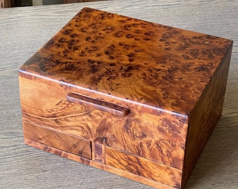 Wood Burl Watch Box With Side Compartments - Christmas Gift - Yemma Goods
