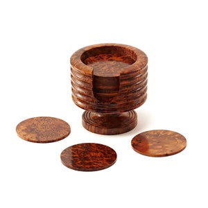 Decorative Thuya Wood Burl Veneer Coasters For Coffee Table and Home Decor Yemma Goods image 1