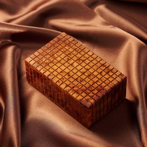Handmade Moroccan Thuya Wood Puzzle Box with Secret Drawer - Decorative Brain Teaser, Hidden Compartment