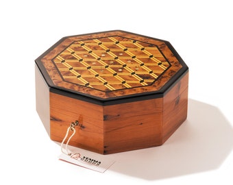 Lockable Thuya Wood Burl Jewelry Keepsake Memory Box, Luxury Rare Wood Burl Memory Box, Gift For Her