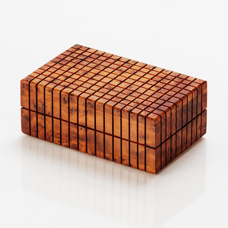 Handcrafted Thuya Wood Secret Puzzle Box with Hidden Compartment - Moroccan Artisanal Woodcraft, Decorative Brain Teaser Box