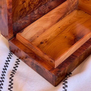 Open Thuya Wood Burl Box with Lock - Handcrafted Jewelry Keepsake Chest