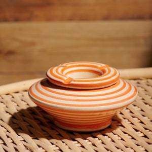 Handmade Moroccan Ceramic Ashtray Decorative Clay Ashtray Ashtray with Lid, Vintage Ashtray, Ash Tray with Lid Multiple Colors Orange