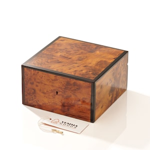 Grote Thuya Wood Burl Memory Keepsake 8 "x 8" Square bruiloft geheugen en souvenirdoos, handgemaakte Marokkaanse zeldzame Thuya Wood Keepsake box