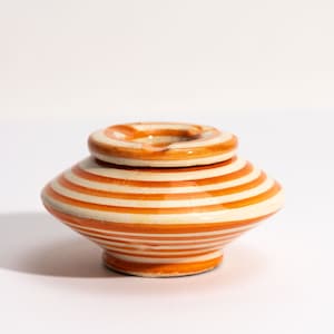 Handmade Moroccan Ceramic Ashtray - Decorative Clay Ashtray - Orange & White