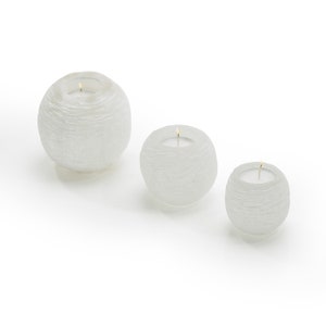 Set of 3 Selenite Crystal Sphere Candleholders Natural Selenite Crystals and Healing Stones Handcarve Decorative Candle Holder image 4