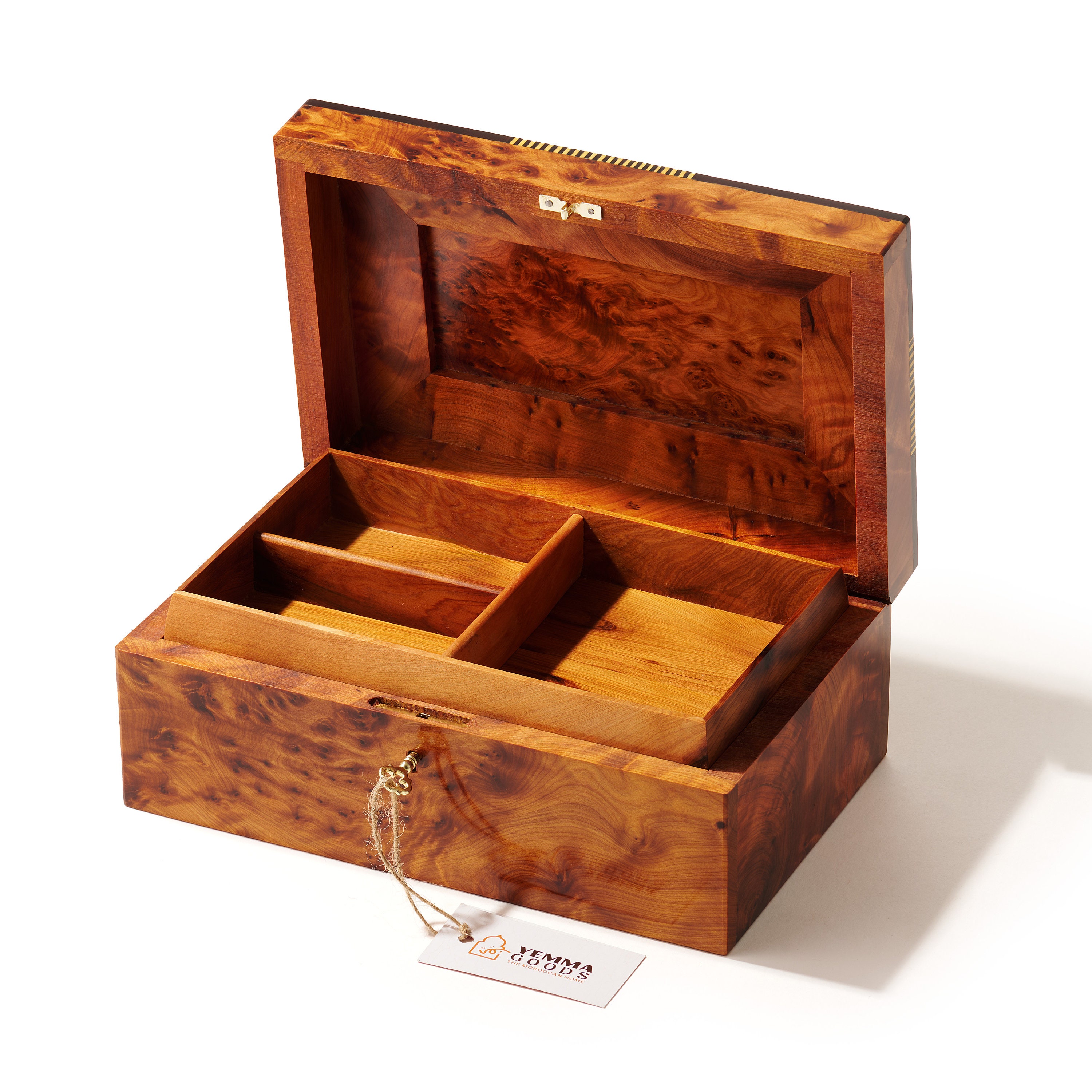10”x7” Large Thuya Wooden Jewelry / Keepsakes Box,lockable
