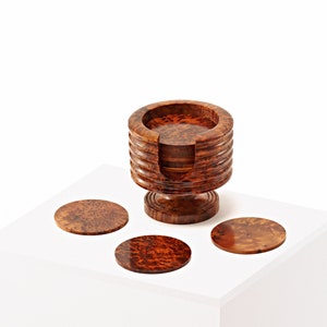Decorative Thuya Wood Burl Veneer Coasters For Coffee Table and Home Decor Yemma Goods image 5