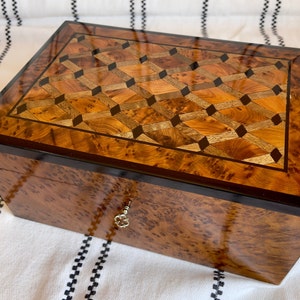 12"x8" Large Luxurious Thuya wooden Jewelry Box, Handmade Moroccan Thuya Burl Decorative Jewelry Wedding Memory Box - Birthday Gift