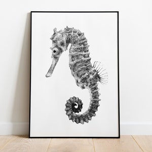 Seahorse Dotwork Illustration Print