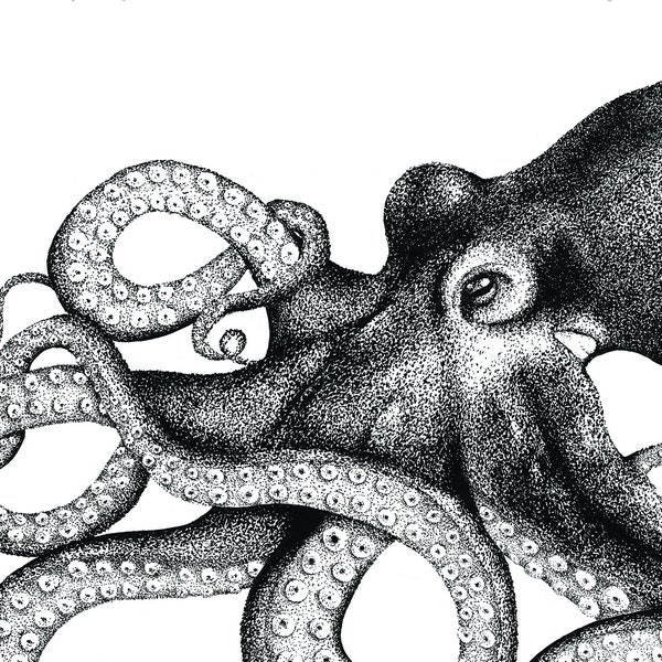Printable 'Dotwork Octopus' Wall Art / INSTANT DIGITAL DOWNLOAD