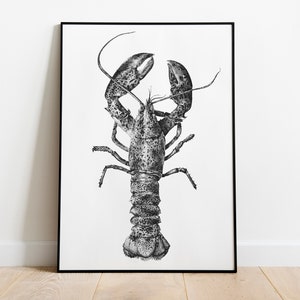 Lobster Dotwork Illustration Print