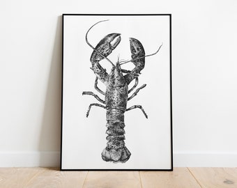Lobster Dotwork Illustration Print