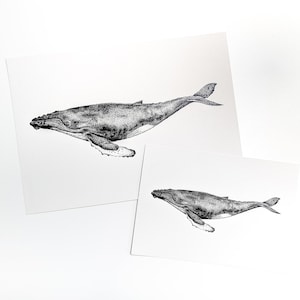 Whale Art Print Dotwork Humpback Whale Illustration image 2