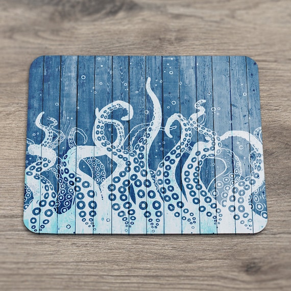 Mousepad Wood Blue Ocean Octopus S Friends Gift Blue Ocean Octopus S