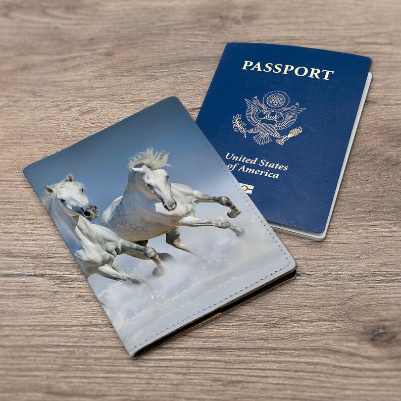 Passport cover horse Passport blue Cover winter Birthday gift Etsy