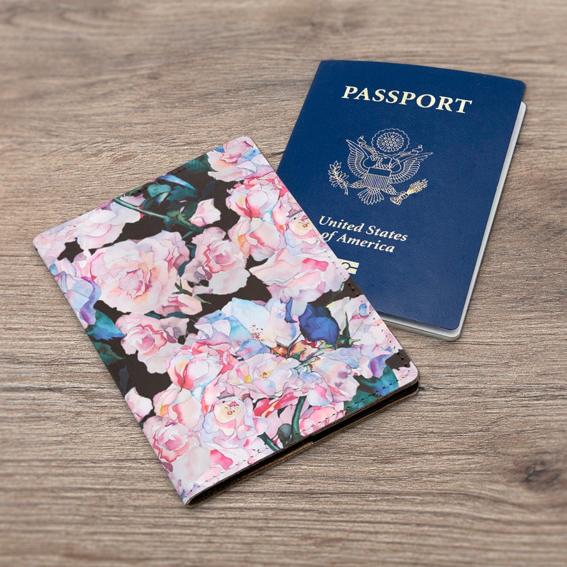 Passport cover floral Case flowers Pink flowers cover Card Etsy