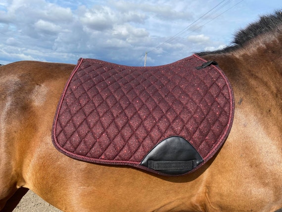 Equipride GP Saddle Pad  Shimmer pad Glitter Fabric with Fly Veils Red sparkly 
