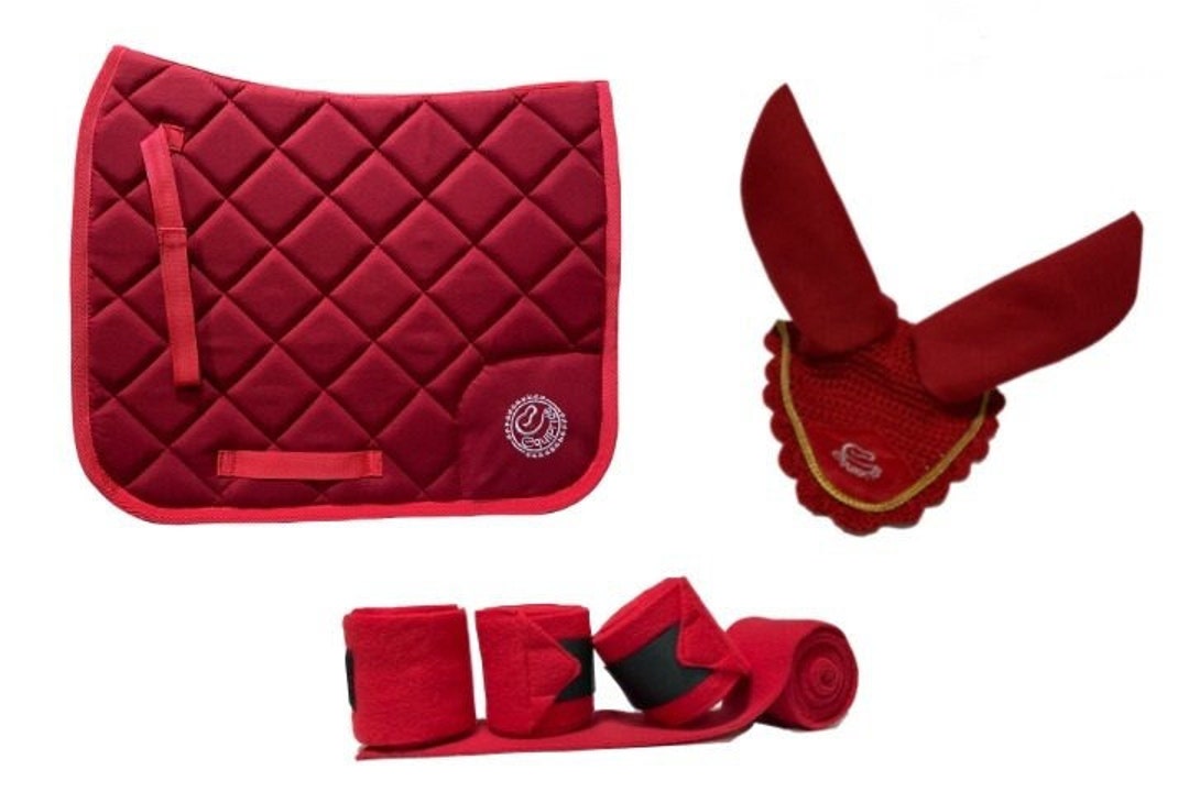 Equipride Dressage Saddle Pad Set With Matching Ears & Bandages Red Etsy
