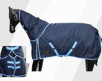 Combo Rip-stop Turnout Rug 300g Fil 100% Waterproof & Breathable Navy/B.blue