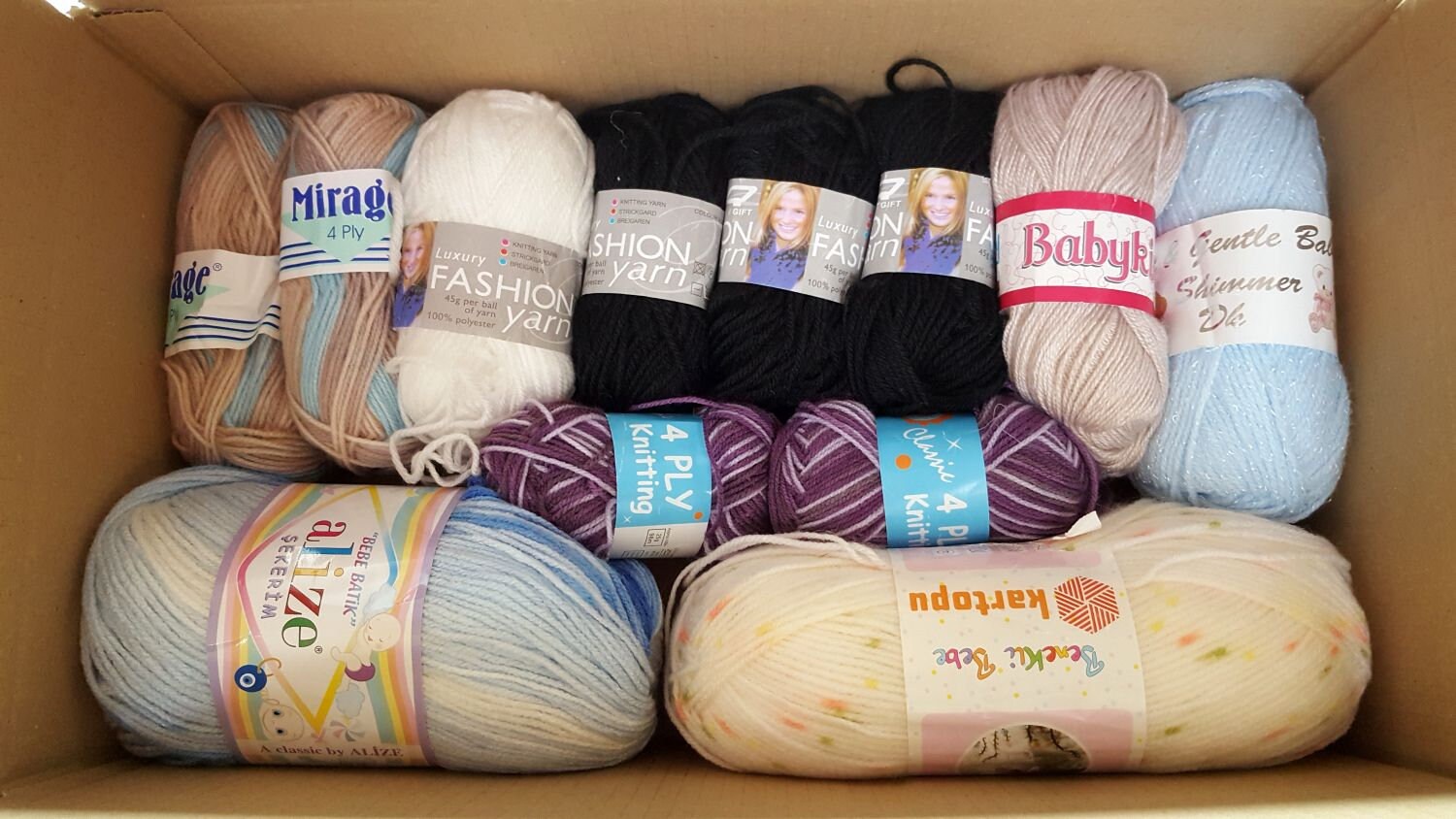 Assorted Yarn Box 12 x Balls 4 ply and baby wool yarn pack Etsy