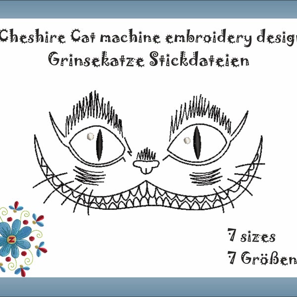 Cheshire cat embroidery files/embroidery design set 4"x4" / 10x10cm - 5"x7" / 13x18cm