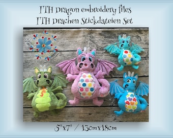ITH Dragon Embroidery Files Set 13 cm x 18 cm