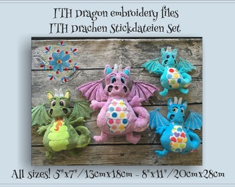 ITH-Dragon complete embroidery files set 5" x 7" - 8" x 11"