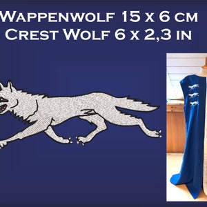 Crest wolf embroidery file 6 x 2.3 in