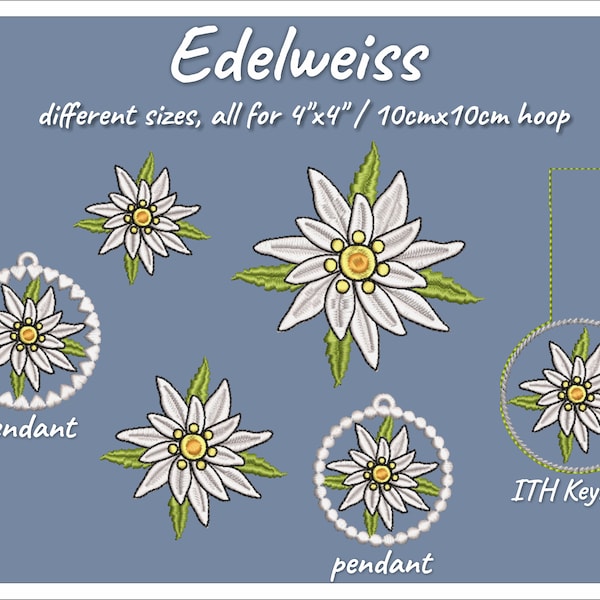 Edelweiss embroidery files set for 10x10cm / 4 "x4" hoops