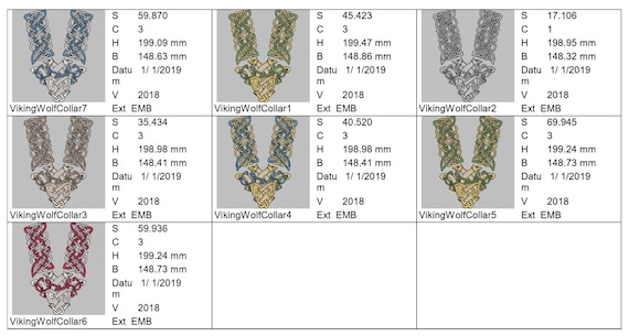 Viking Wolf Collar Embroidery Files Set 5.9