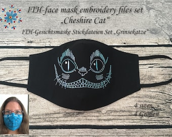 ITH Face Mask / Community Mask / Provisional Mouth Nose Mask with Cheshire Cat embroidery designs