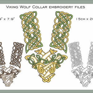Wikinger Wolf Kragenstickerei Stickdateien Set 15x20