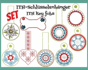 ITH (In The Hoop) Key Fob Embroidery Files Set 4x4"